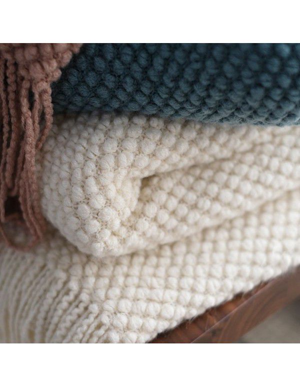 Simple modern dark grey knitting thread blanket blanket white bed tail blanket Nordic solid beige single sofa blanket
