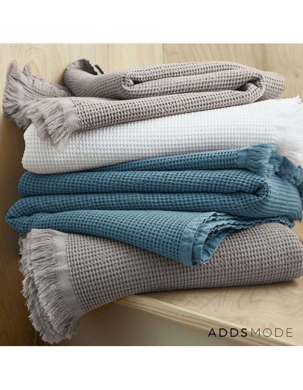 Spring and summer cotton waffle solid color blanket American blanket bedding blanket office sofa nap casual blanket