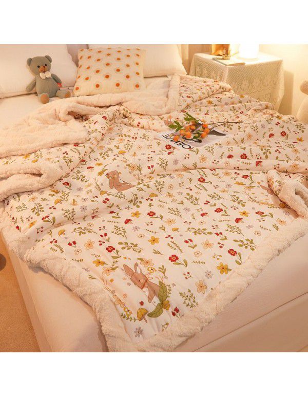Winter jacquard plush thickened blanket Children's blanket Office nap blanket Dormitory double knitted cotton quilt Autumn
