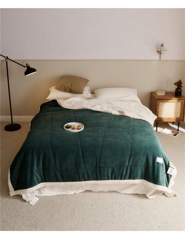 Three layer space capsule milk velvet soybean fiber blanket thickened coral velvet office sofa nap blanket in winter