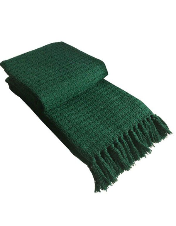 High grade model room dark green blanket modern simple blanket modern orange white sofa blanket bed tail blanket