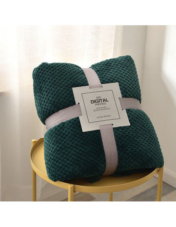 Thickened solid color pineapple lattice sofa blanket flannel blanket coral velvet office air conditioning blanket gift blanket