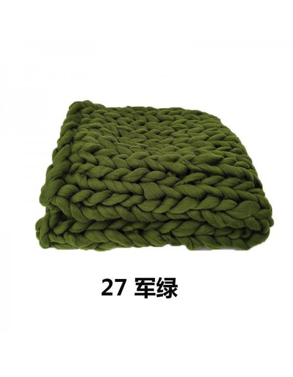 Cross border supply Thumb coarse wool blanket blanket blanket wool hand woven Iceland blanket acrylic blanket wholesale