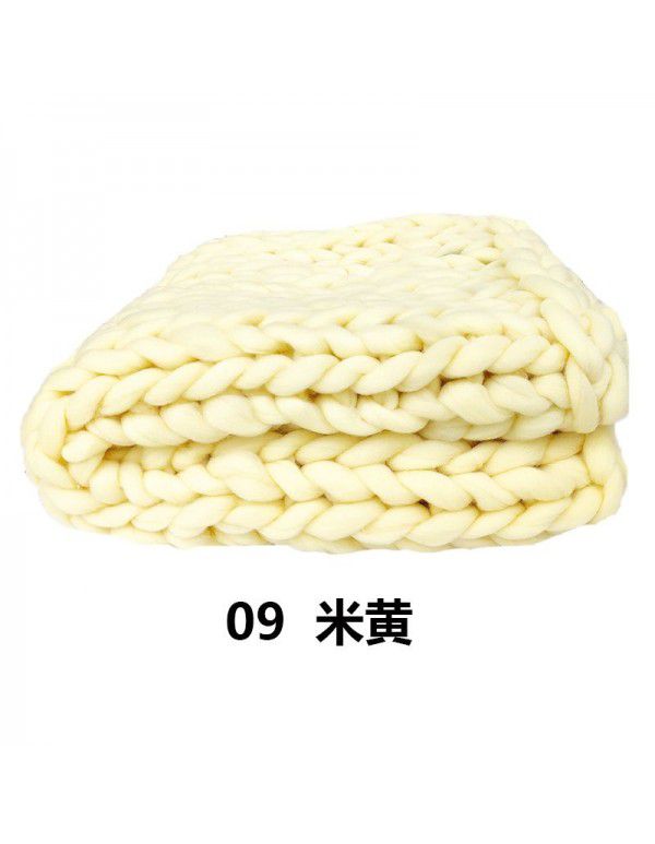 Cross border supply Thumb coarse wool blanket blanket blanket wool hand woven Iceland blanket acrylic blanket wholesale