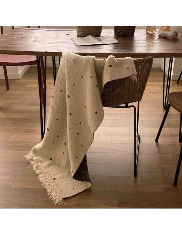 Korean ins double-sided knitting thread blanket spot blanket nap air conditioning blanket rental house enhance atmosphere decorative blanket