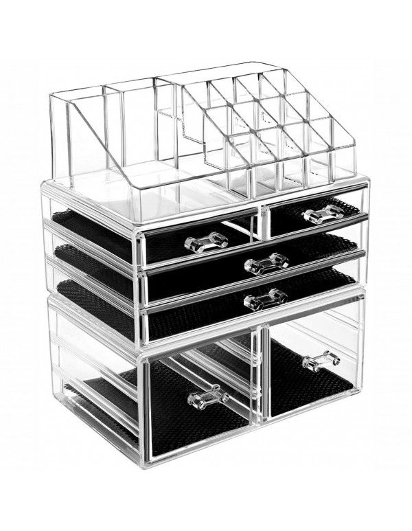 Acrylic drawer cosmetic storage box can be stacked on the dresser lipstick skin care product category shelf