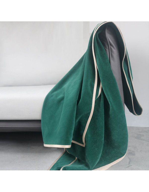 Luxury dark green sofa blanket bed towel bed blanket light green model room blanket thousand bird grid knitting bed blanket