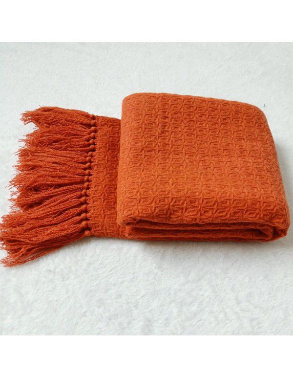 High grade model room dark green blanket modern simple blanket modern orange white sofa blanket bed tail blanket