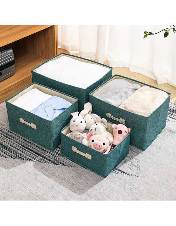 Cotton and linen folding storage box with thickened cover, drawer type storage box, Japanese storage box