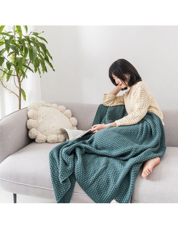Waffle blanket ins wind sofa blanket office nap tassel ball wool leisure air conditioning blanket