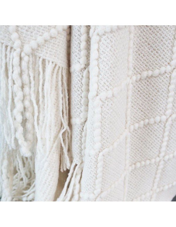 Luxury dark green sofa blanket bed towel bed blanket light green model room blanket thousand bird grid knitting bed blanket
