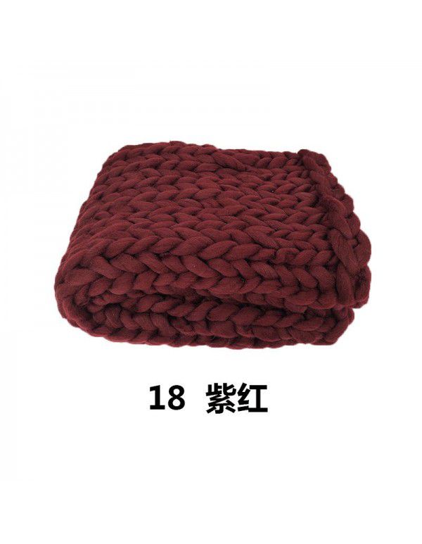 Cross border supply Thumb coarse wool blanket blanket blanket wool hand woven Iceland blanket acrylic blanket wholesale