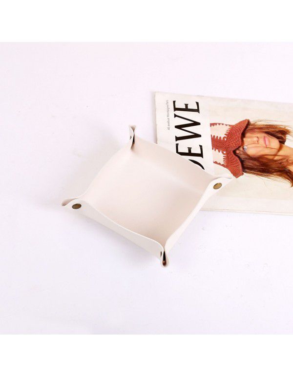 Leather storage box Nordic ins style desktop porch key cosmetics jewelry storage pu leather tray spot