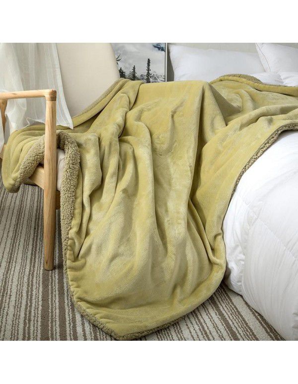 Small blanket, sofa cover blanket, lamb wool, double layer thickened coral wool, office nap, lunch break, air-conditioned children's blanket