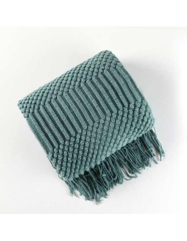 Nordic solid color air conditioning blanket blanket, pineapple sofa blanket, office nap blanket, bed tail blanket, small blanket, decorative blanket