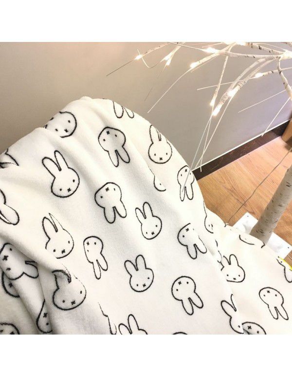 Air conditioner by children's wind Miffy rabbit autumn and winter blanket flannel cartoon blanket bed sheet trolley nap blanket