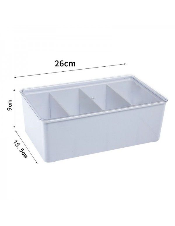 Transparent desktop compartment cosmetic storage box Multi functional sundries separation and sorting box Refrigerator storage with cover