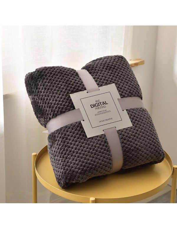 Thickened solid color pineapple lattice sofa blanket flannel blanket coral velvet office air conditioning blanket gift blanket