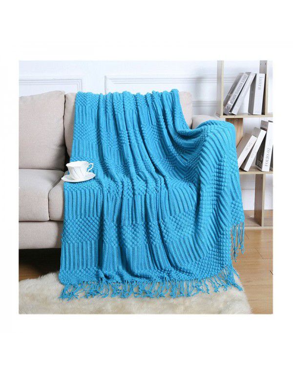 Sofa blanket cover blanket Nordic cross-border tassel air conditioner lunch break nap blanket hotel bed with summer bed flag bed tail blanket