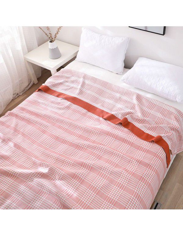 Leisure bamboo cotton sofa cover blanket towel quilt cool thousand bird grid gauze summer cool quilt air conditioning blanket summer double