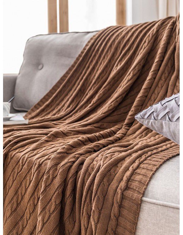 Cotton blanket, quilt, office sofa, small blanket, noon sleeping towel blanket, knitting, leisure blanket, coarse wool knitting