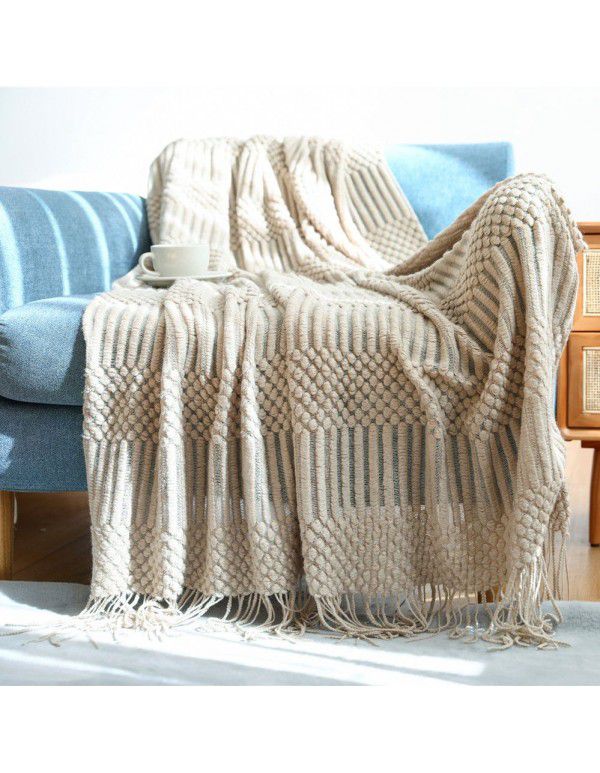 Nordic solid color air conditioning blanket blanket, pineapple sofa blanket, office nap blanket, bed tail blanket, small blanket, decorative blanket