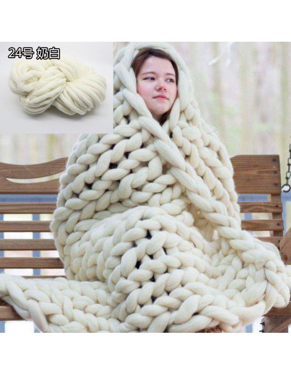 Cross border supply Thumb coarse wool blanket blanket blanket wool hand woven Iceland blanket acrylic blanket wholesale