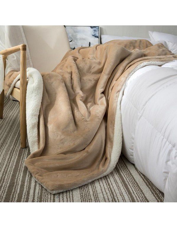 Small blanket, sofa cover blanket, lamb wool, double layer thickened coral wool, office nap, lunch break, air-conditioned children's blanket