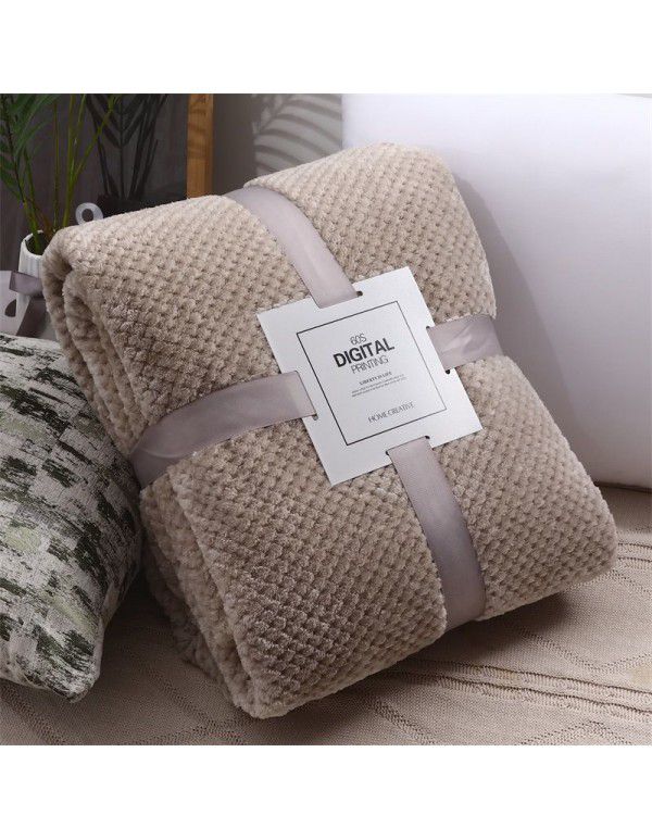 Thickened solid color pineapple lattice sofa blanket flannel blanket coral velvet office air conditioning blanket gift blanket