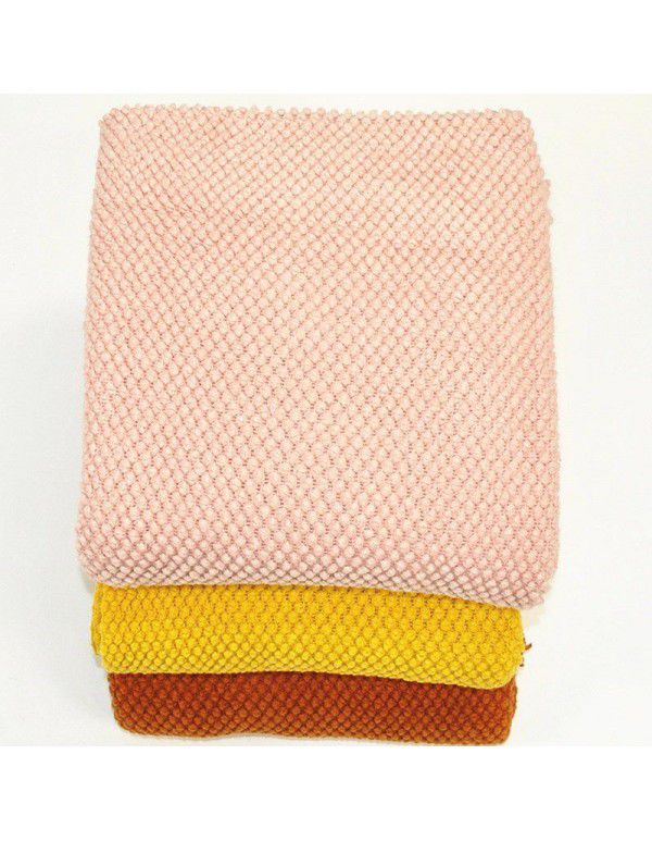 Pure color knitting blanket Home stay bed end decorative blanket blanket bed napkin ins nap air conditioning blanket blanket sofa blanket