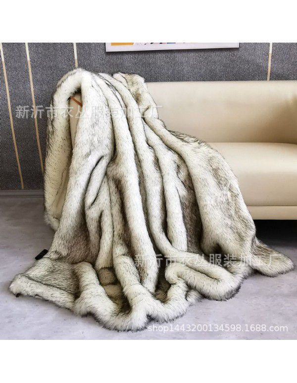 European Fox like Blanket Model Room Soft Fur Blanket PV Blanket Bed End Blanket