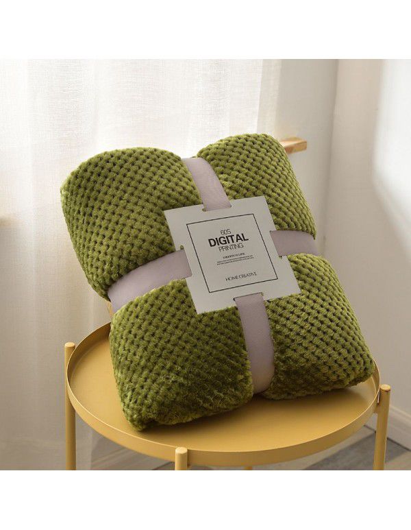 Thickened solid color pineapple lattice sofa blanket flannel blanket coral velvet office air conditioning blanket gift blanket
