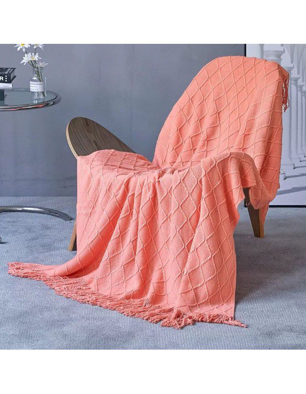  diamond shaped sofa blanket blanket bed tail blanket knitting cross-border blanket air conditioning blanket tassel nap blanket blanket
