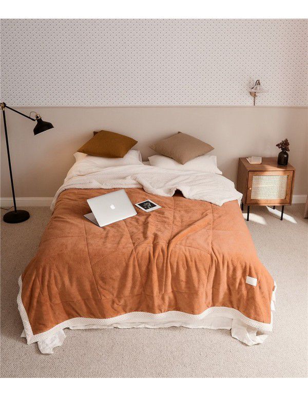 Three layer space capsule milk velvet soybean fiber blanket thickened coral velvet office sofa nap blanket in winter