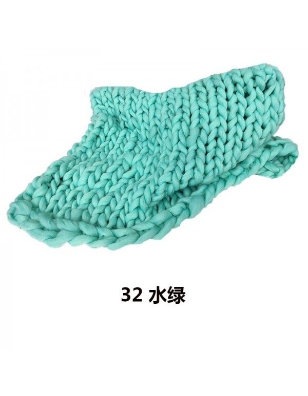 Cross border supply Thumb coarse wool blanket blanket blanket wool hand woven Iceland blanket acrylic blanket wholesale
