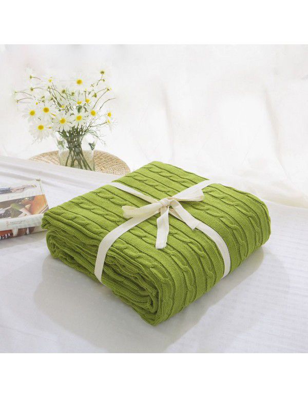 Cotton blanket, quilt, office sofa, small blanket, noon sleeping towel blanket, knitting, leisure blanket, coarse wool knitting
