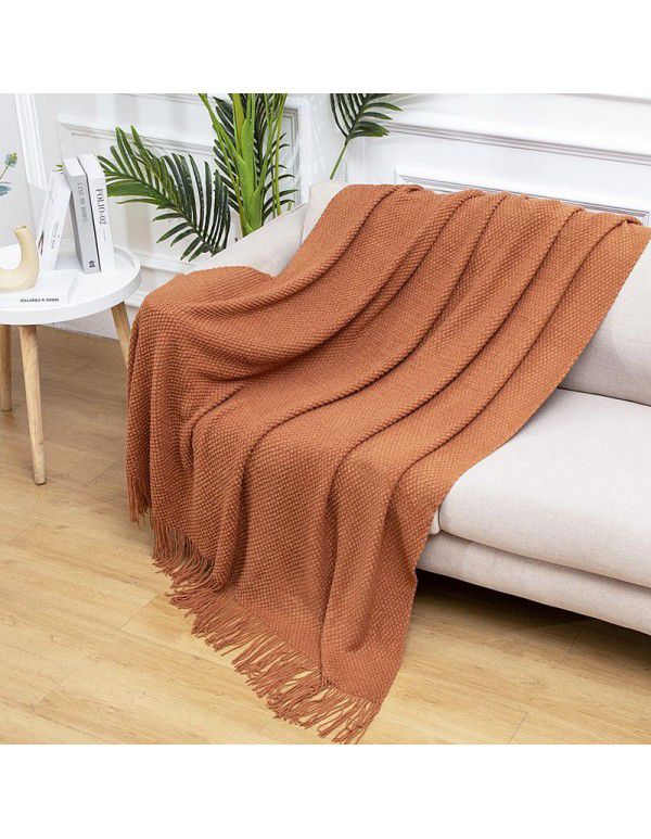 Summer air conditioning blanket knitting blanket thousand bird pattern tassel sofa blanket small blanket bed tail American wool nap blanket