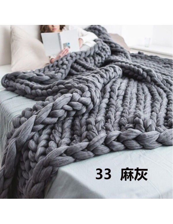 Cross border supply Thumb coarse wool blanket blanket blanket wool hand woven Iceland blanket acrylic blanket wholesale