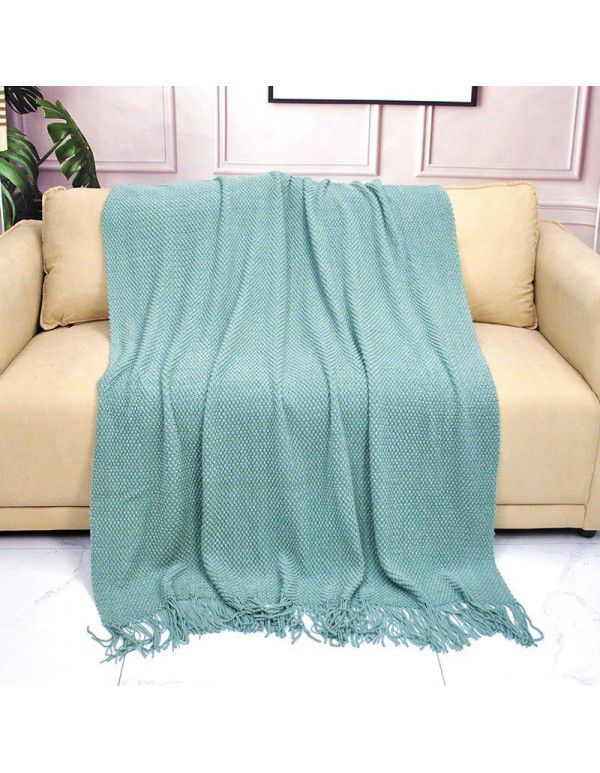 Pure color knitting blanket Home stay bed end decorative blanket blanket bed napkin ins nap air conditioning blanket blanket sofa blanket
