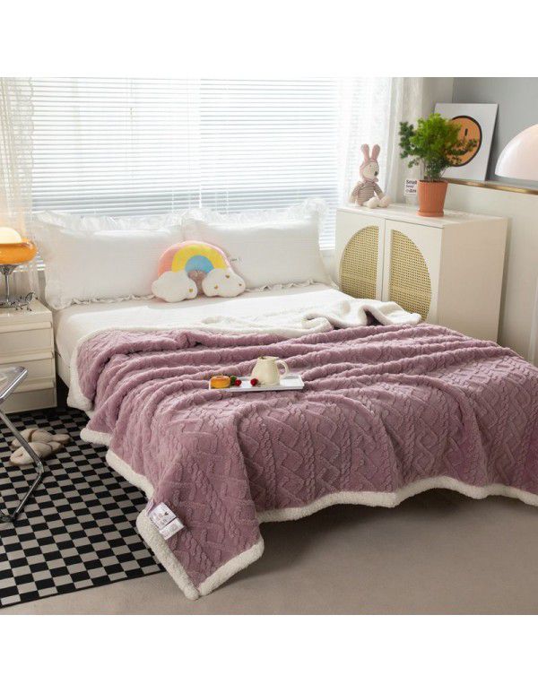 Lamb wool blanket thickened warm milk wool blanket in winter single double cashmere bed sheet coral wool gift box cover blanket