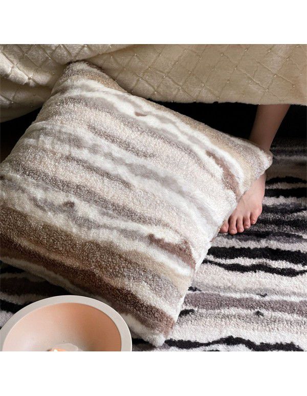 Modern simple and luxurious tie dyed zebra rabbit hair sheep curly wool Magirami blended blanket nap blanket sofa blanket