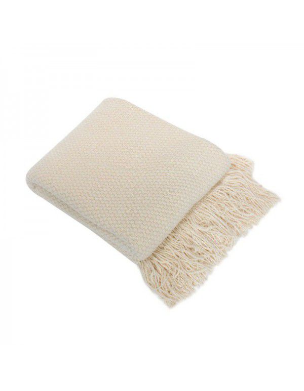 Simple modern dark grey knitting thread blanket blanket white bed tail blanket Nordic solid beige single sofa blanket