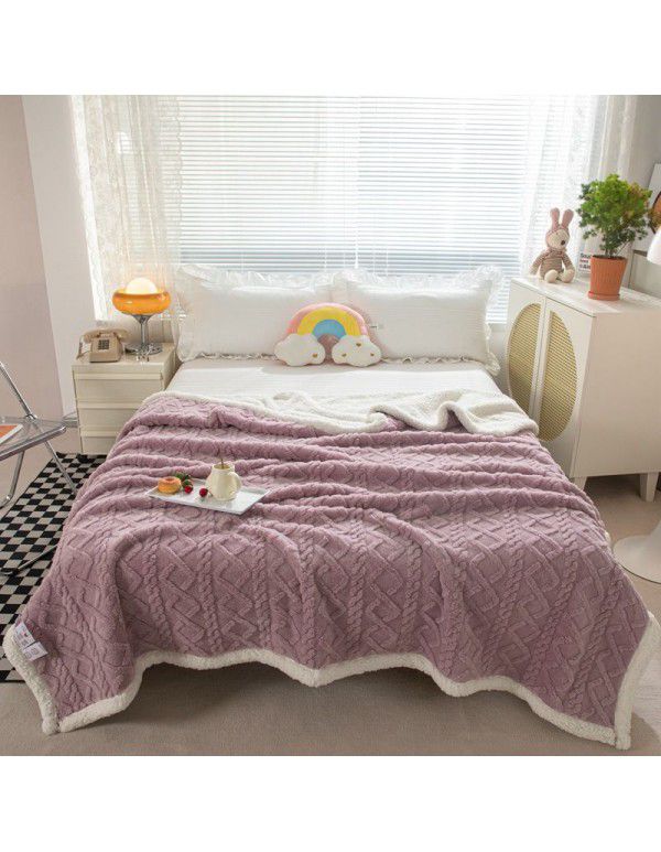 Lamb wool blanket thickened warm milk wool blanket in winter single double cashmere bed sheet coral wool gift box cover blanket