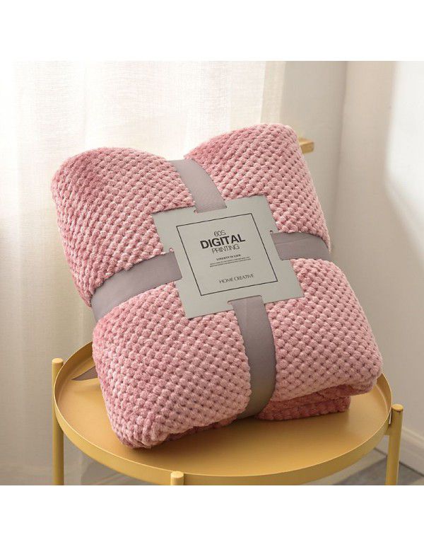Thickened solid color pineapple lattice sofa blanket flannel blanket coral velvet office air conditioning blanket gift blanket