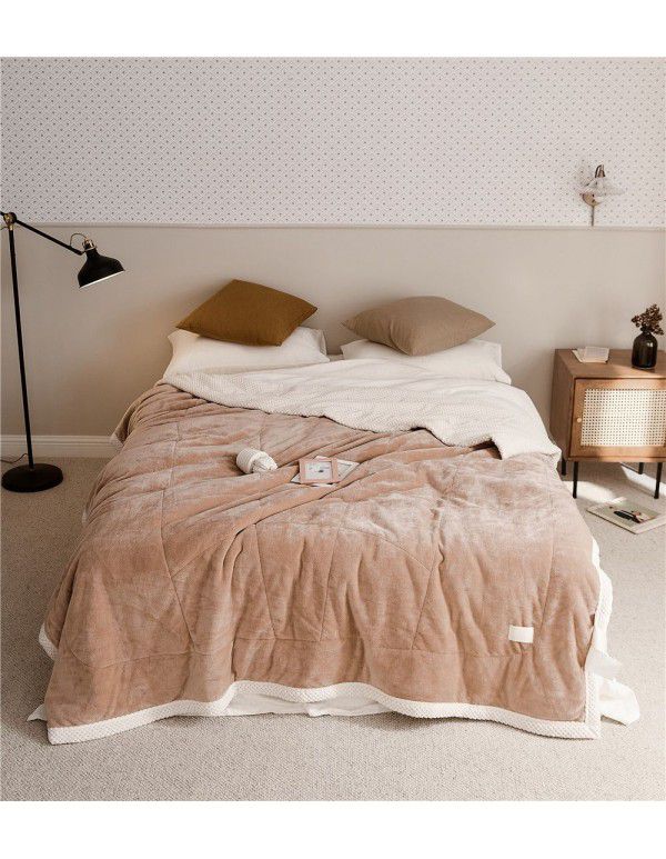 Three layer space capsule milk velvet soybean fiber blanket thickened coral velvet office sofa nap blanket in winter