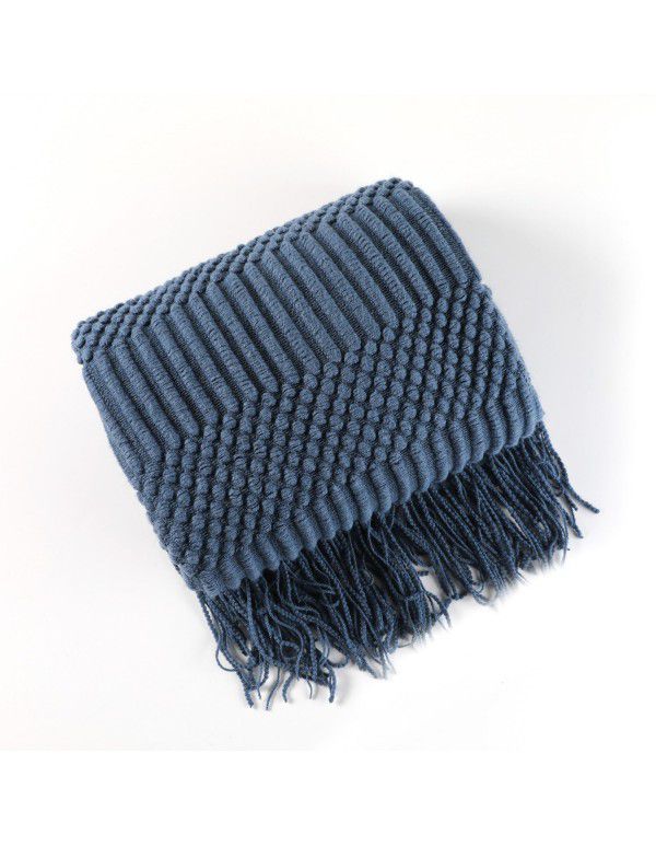 Nordic solid color air conditioning blanket blanket, pineapple sofa blanket, office nap blanket, bed tail blanket, small blanket, decorative blanket