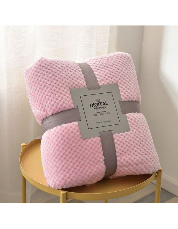 Thickened solid color pineapple lattice sofa blanket flannel blanket coral velvet office air conditioning blanket gift blanket