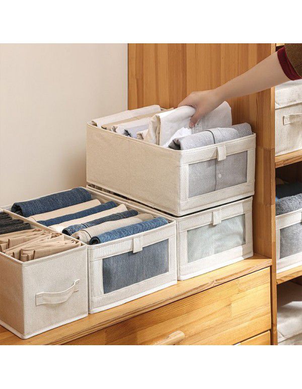 Cotton and linen storage box Drawer type dormitory wardrobe Folding and sorting box Toy bag Desktop mesh window storage box