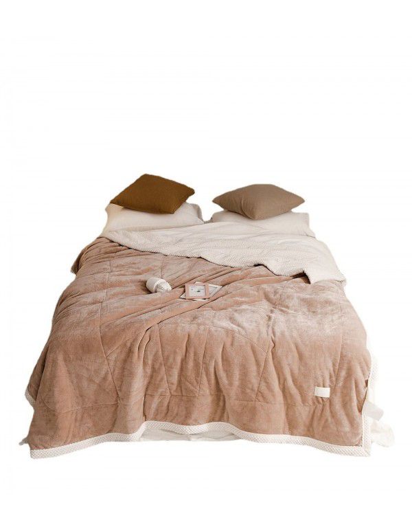 Three layer space capsule milk velvet soybean fiber blanket thickened coral velvet office sofa nap blanket in winter