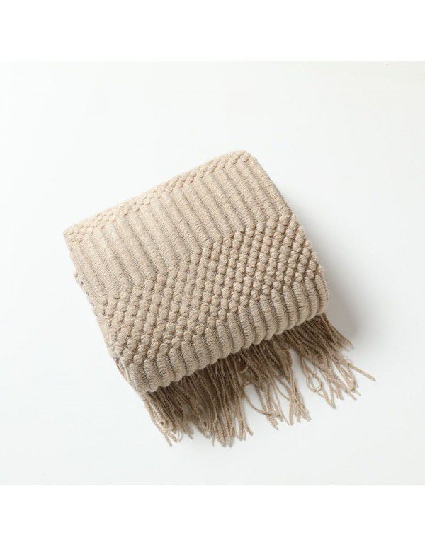 Nordic solid color air conditioning blanket blanket, pineapple sofa blanket, office nap blanket, bed tail blanket, small blanket, decorative blanket